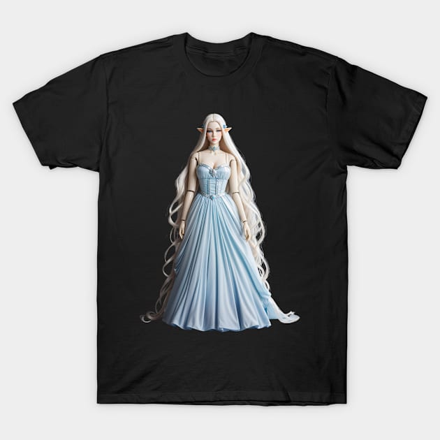 Pretty Realistic Plastic Doll, Fairy in Blue Dress, Elf Doll T-Shirt by Bootyfreeze